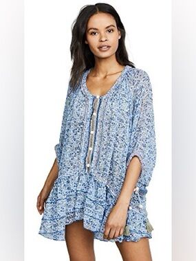 Poupette St. Barth Blue Floral Swim Coverup